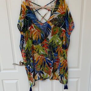 Kona Sol vibrant beach coverup L